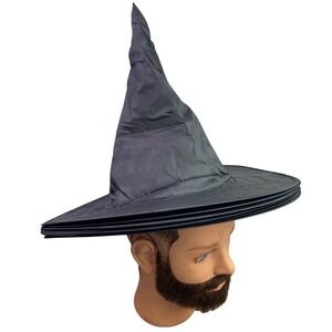 Lot of 8 Black Wizard Witch Hat Halloween Costume Accessory Decor Party